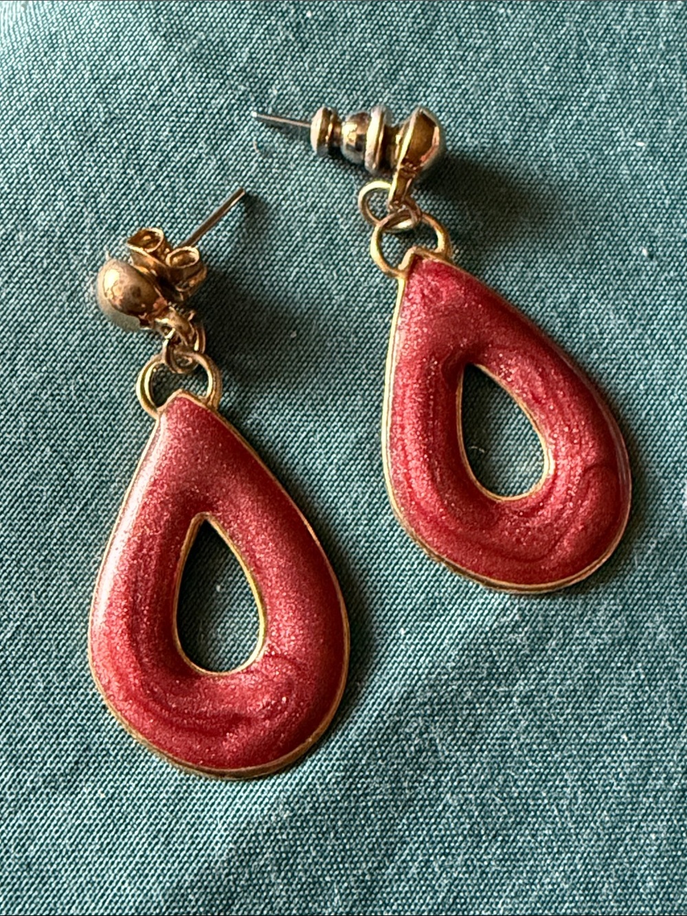 Cranberry Colored Tear Drop Dangle Earrings